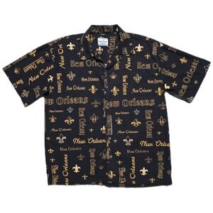 David Carey Originals Mens Shirt New Orleans Saints size XL Black Button Up